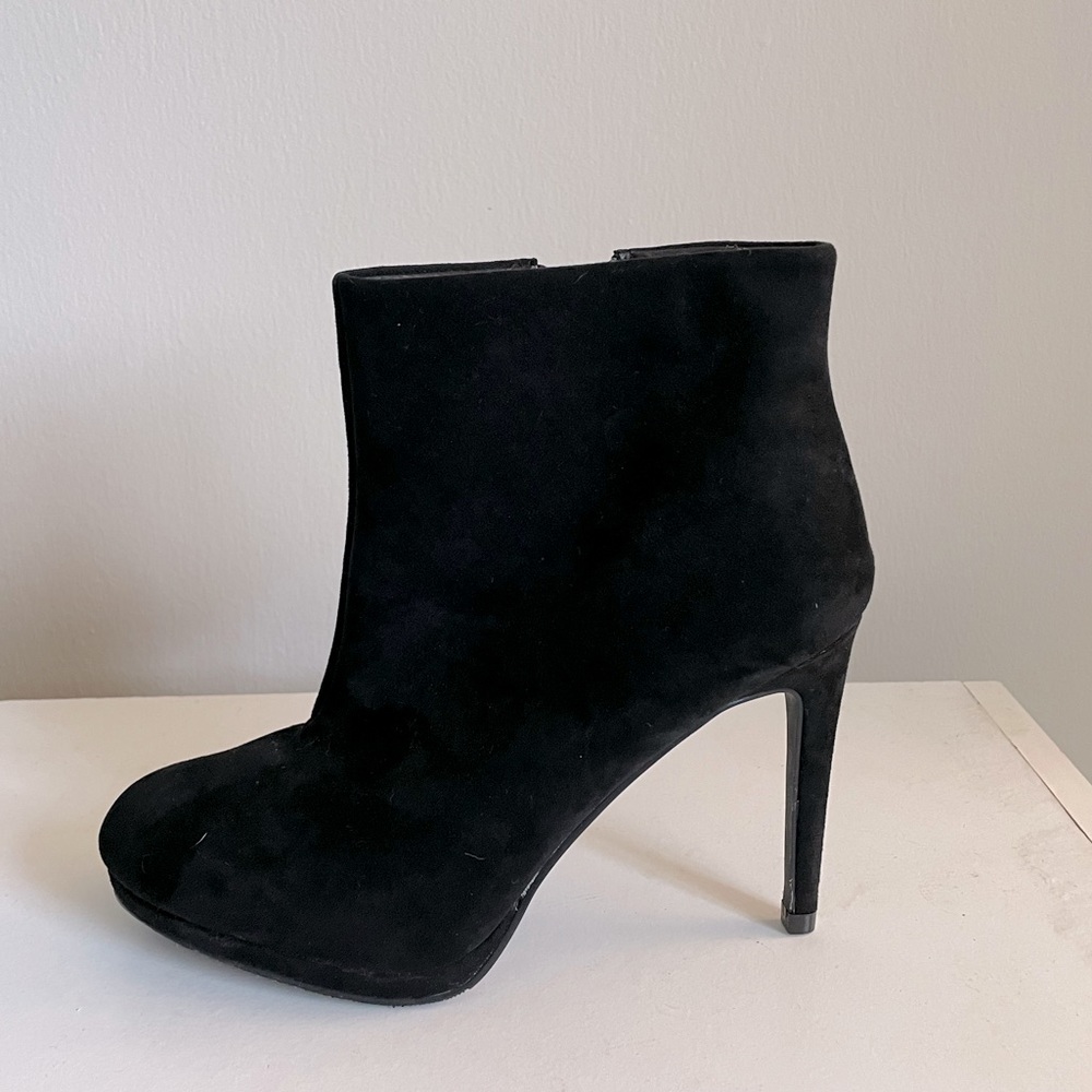 Black Faux Suede Heeled Booties (US7)